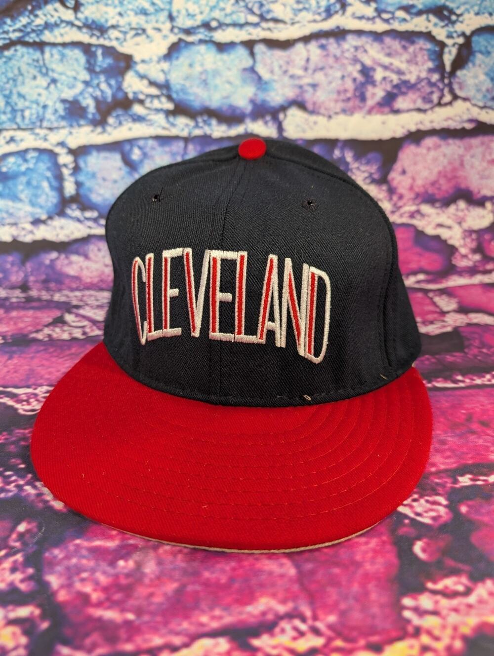 Vintage Cleveland Script Indians Baseball Hat Pro Line Ft Worth Texas Sz 7 1/8